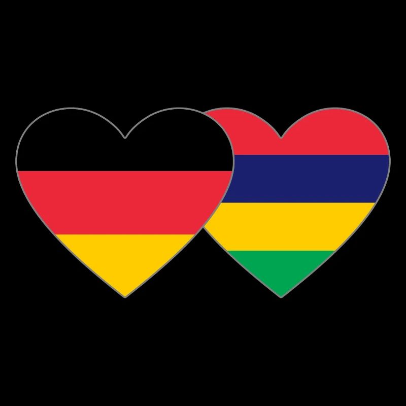 Germany Mauritius Flag Heart