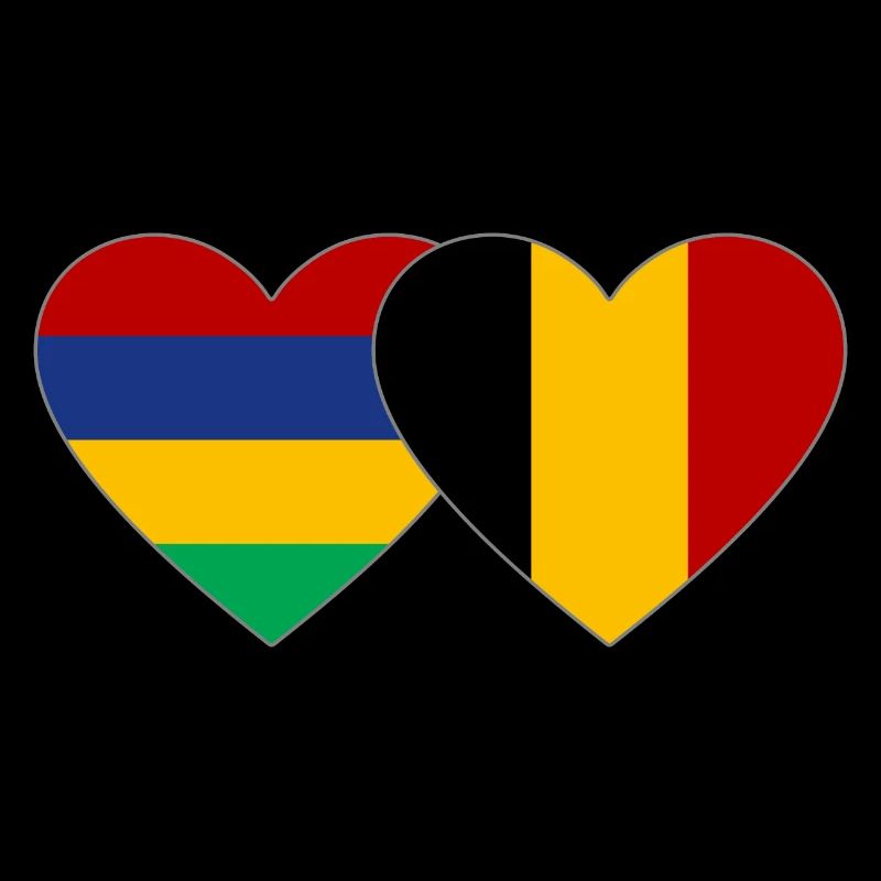 Mauritius Belgium Flag Heart