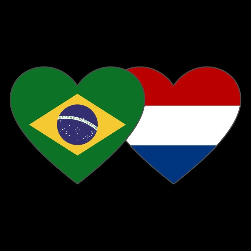 Brésil Hollande drapeau coeur
