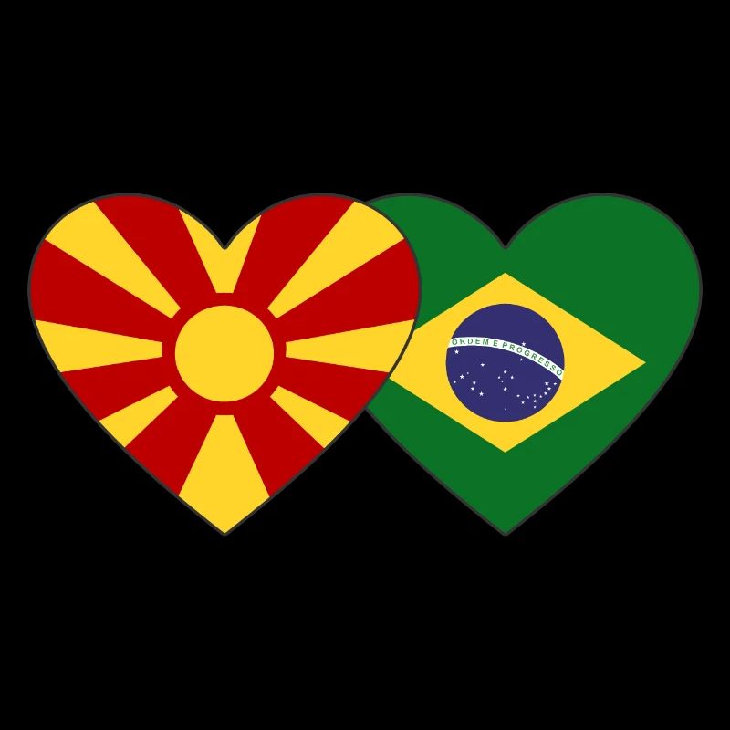 Macédoine Brésil Drapeau Coeur