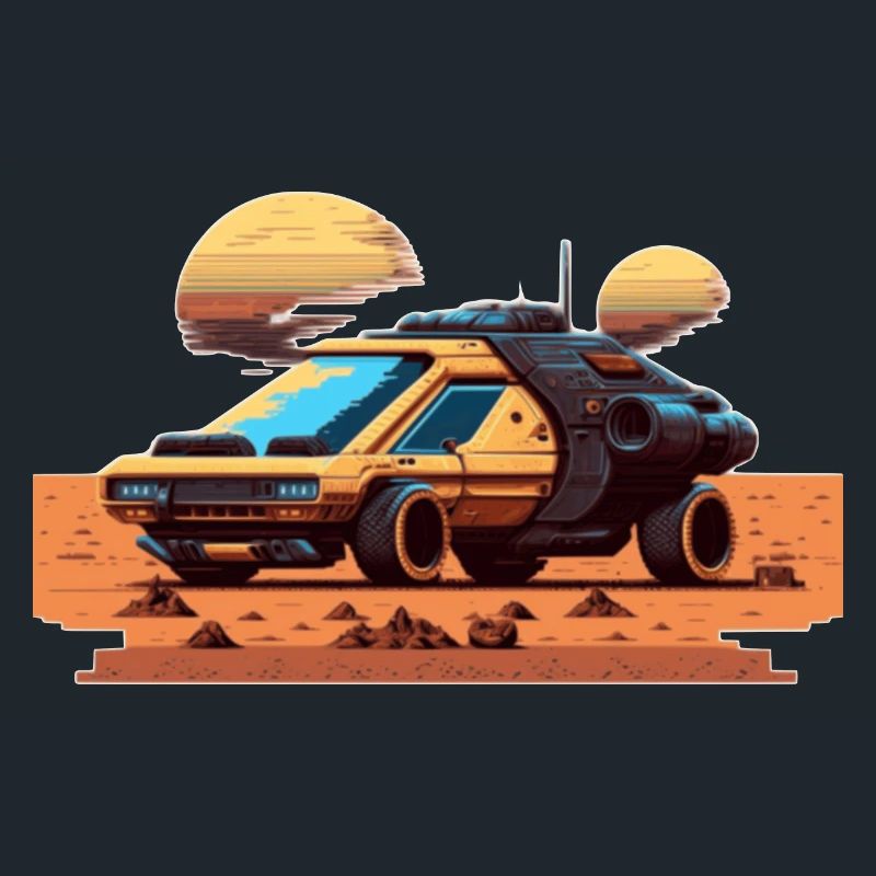 Car on Mars dans un look de jeu vidéo rétro 8 bits