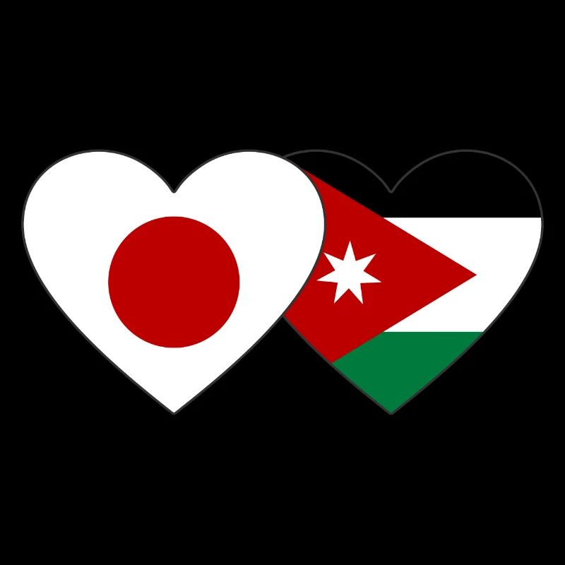 Japan Jordan Flag Heart