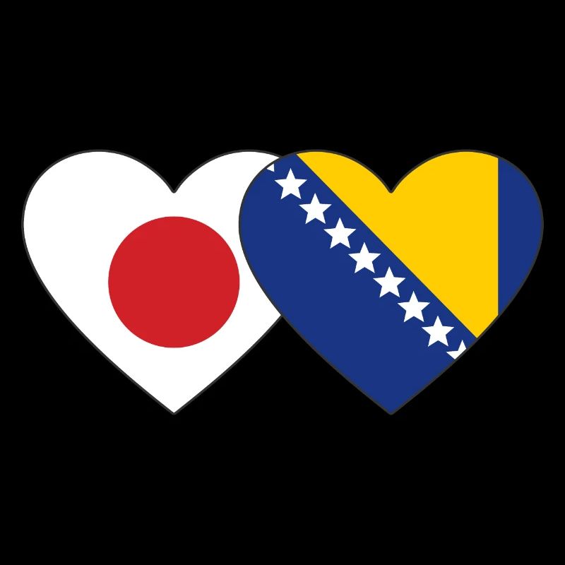 Japan Bosnien Flagge Herz