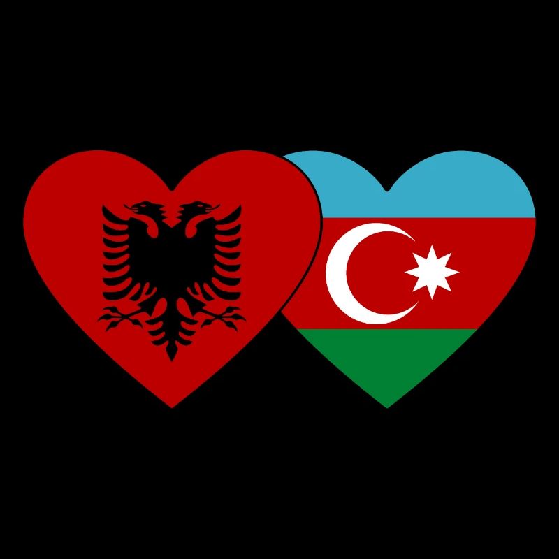 Albanie Azerbaïdjan Drapeau Coeur