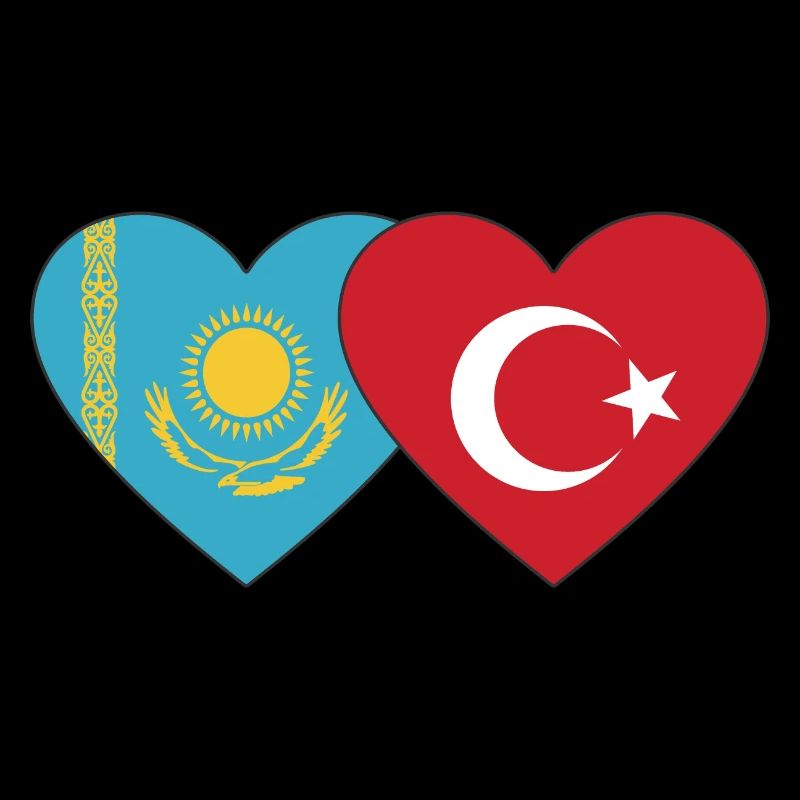 Kazakhstan Turkey Flag Heart