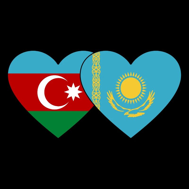 Aserbaidschan Kasachstan Flagge Herz