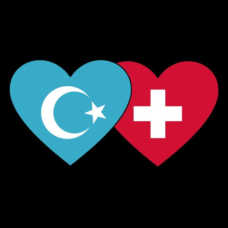 Uiguren Schweiz Flagge Herz