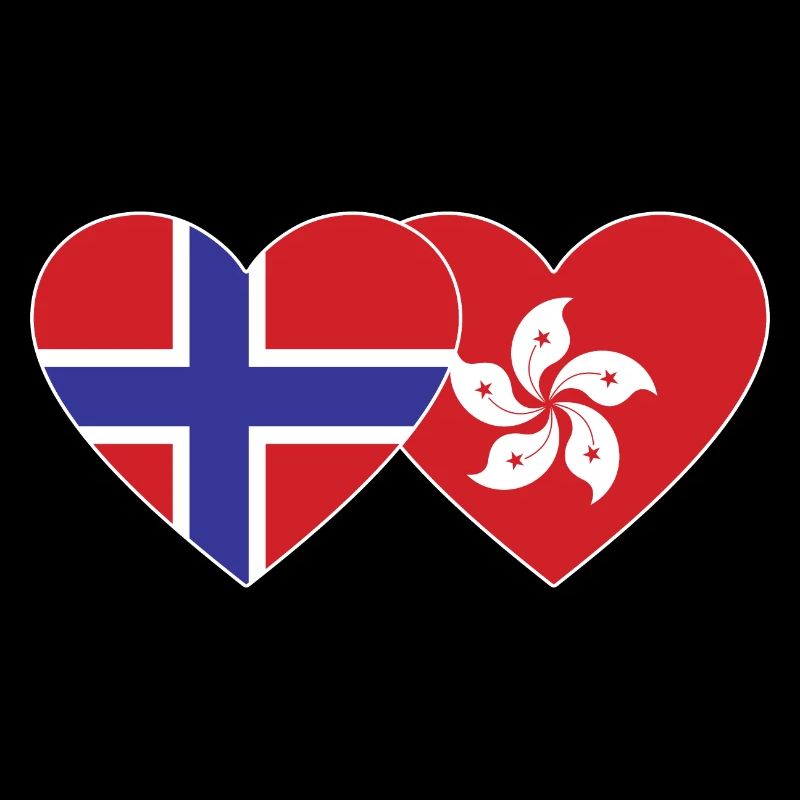 Norwegen Hongkong Flagge Herz