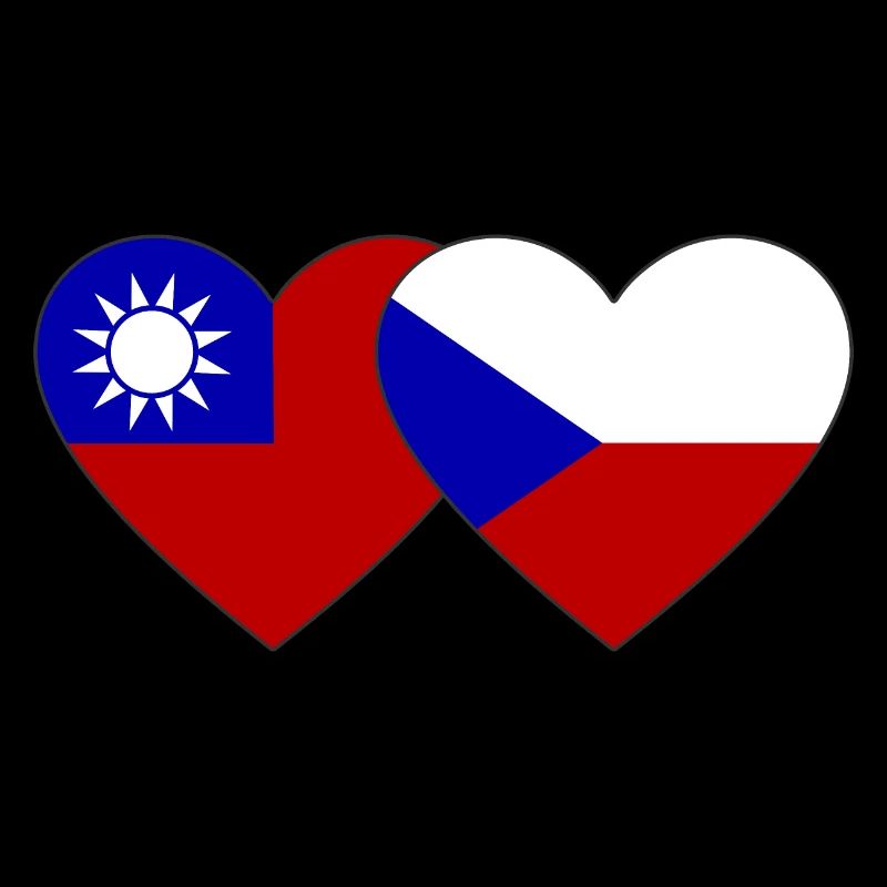 Taiwan Czech Republic Flag Heart
