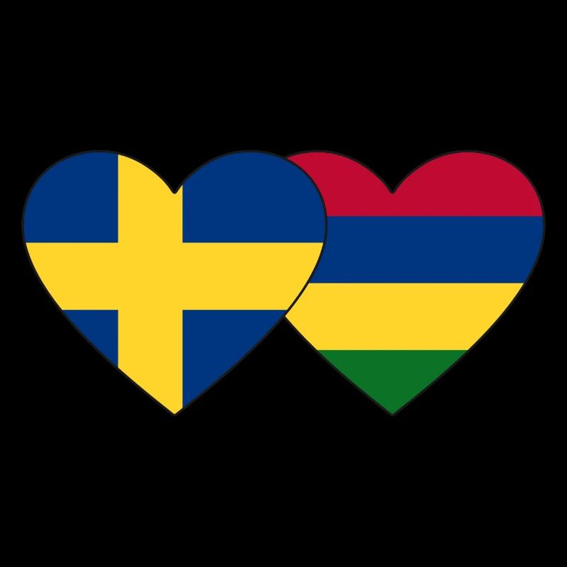 Suède Maurice Flag Heart