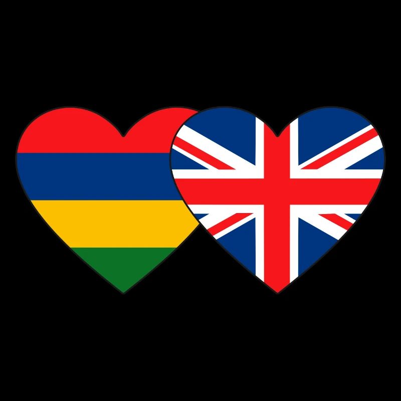 Maurice Angleterre Flag Heart