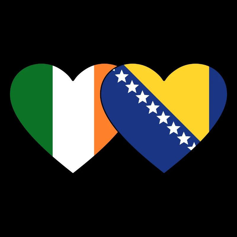Irland Bosnien Flagge Herz