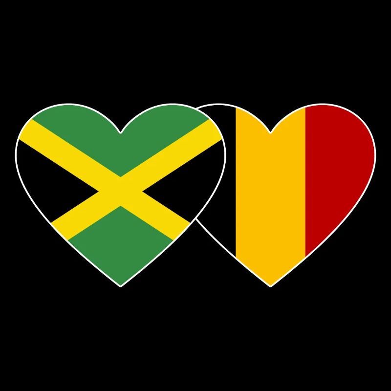 Jamaica Belgium Heart Flag