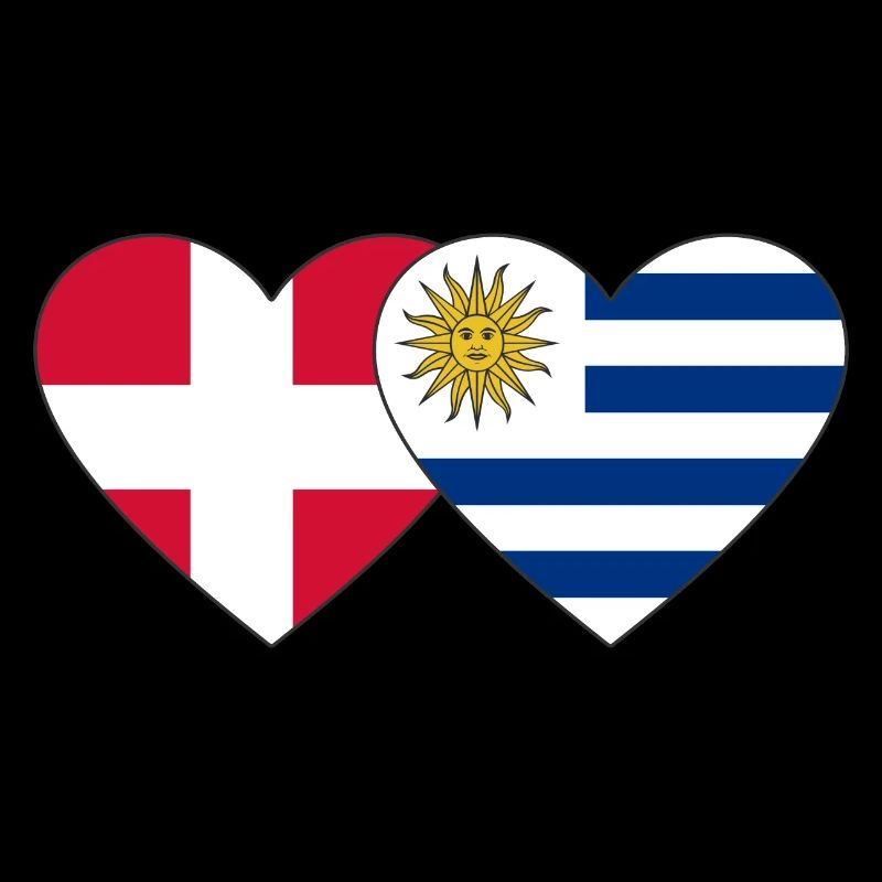 Dänemark Uruguay Herz Flagge