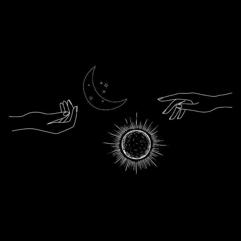 Mond und Sonne in beiden Händen
