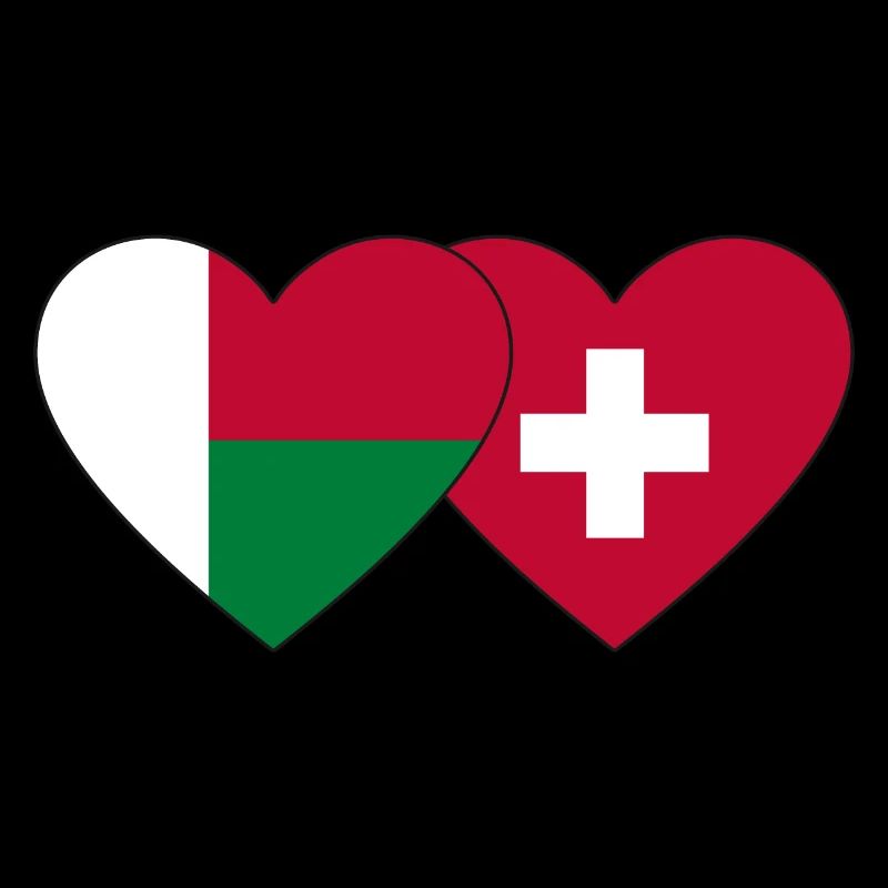 Madagaskar Schweiz Flagge Herz