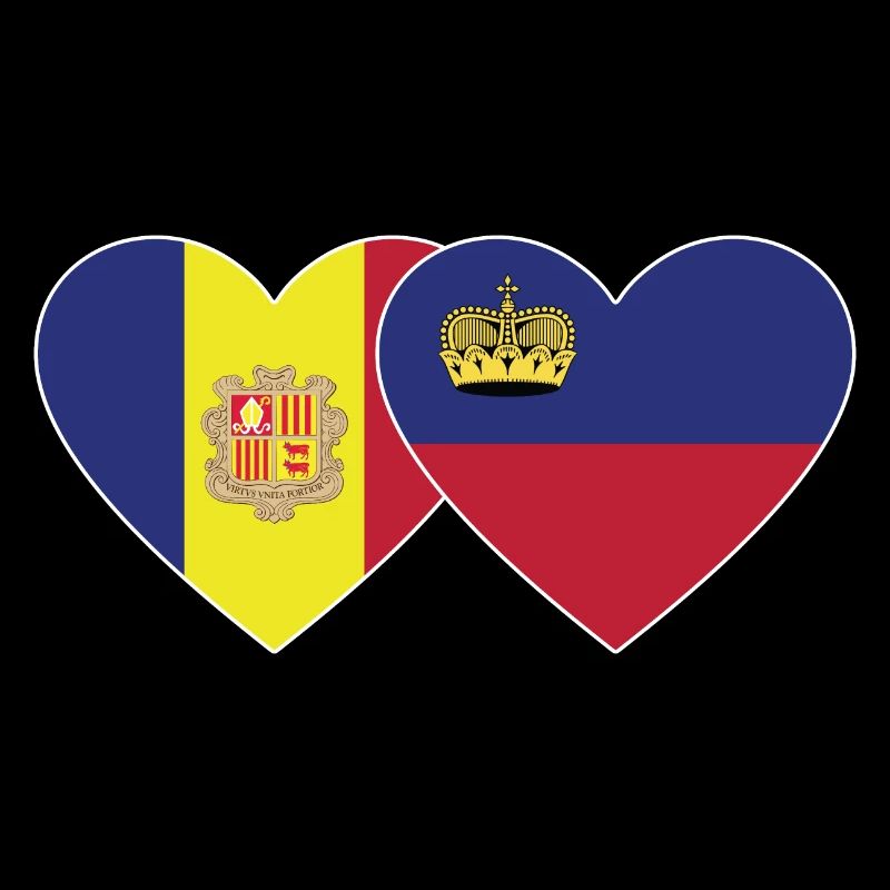 Andorre Liechtenstein Drapeau Cœur