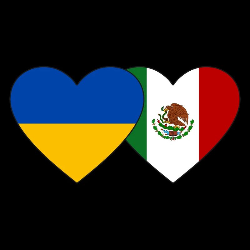 Ukraine Mexique Flag Coeur