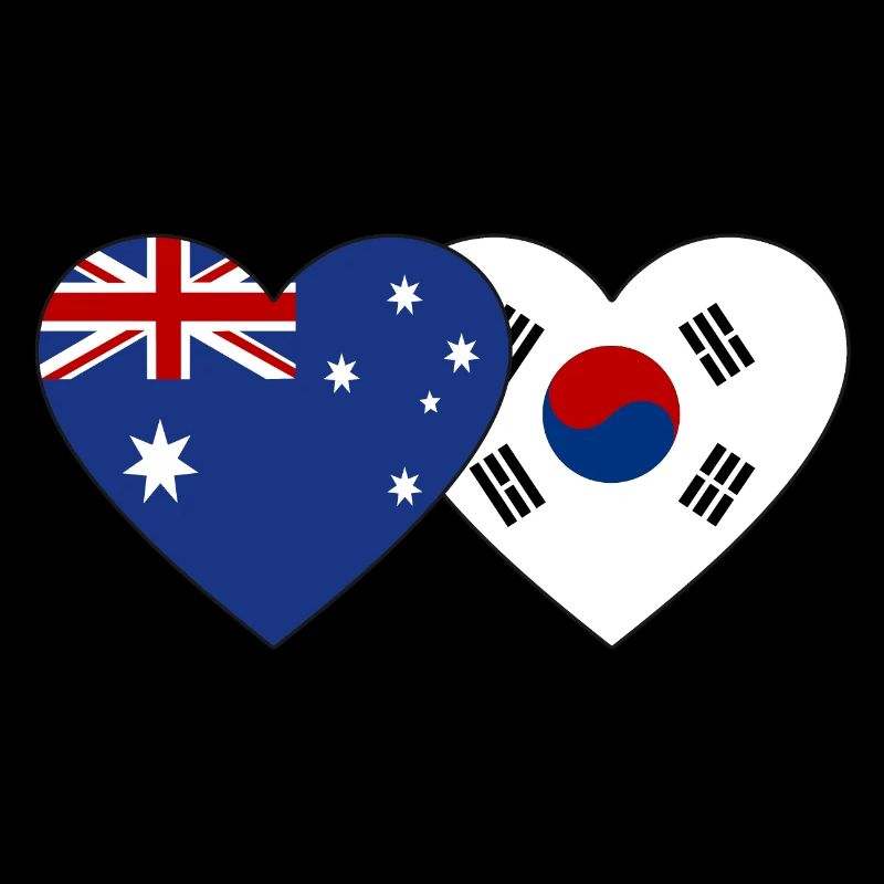 Australie Corée du Sud Flag Heart
