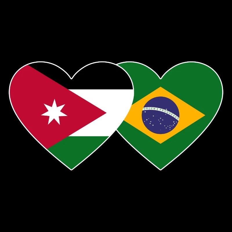 Drapeau de la Jordanie Brésil Coeur