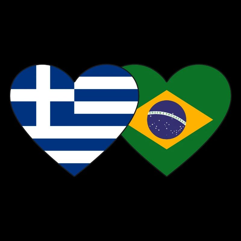 Grèce Brésil Flag Coeur