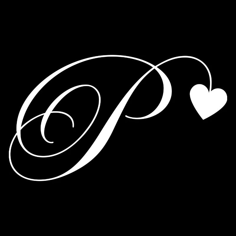 Lettre p calligraphie cœur