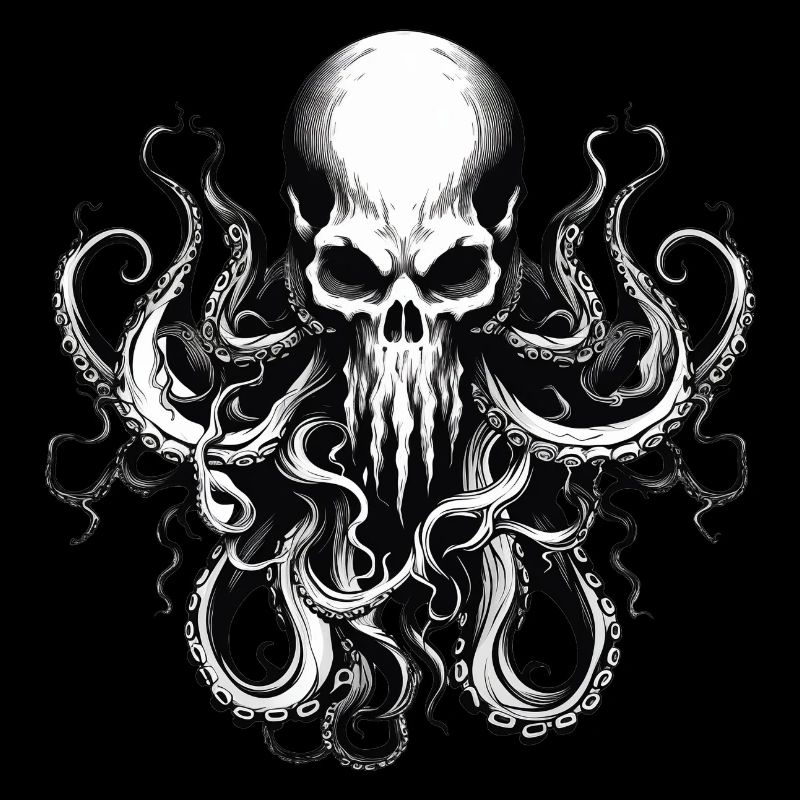 Human skull with tentacles 04