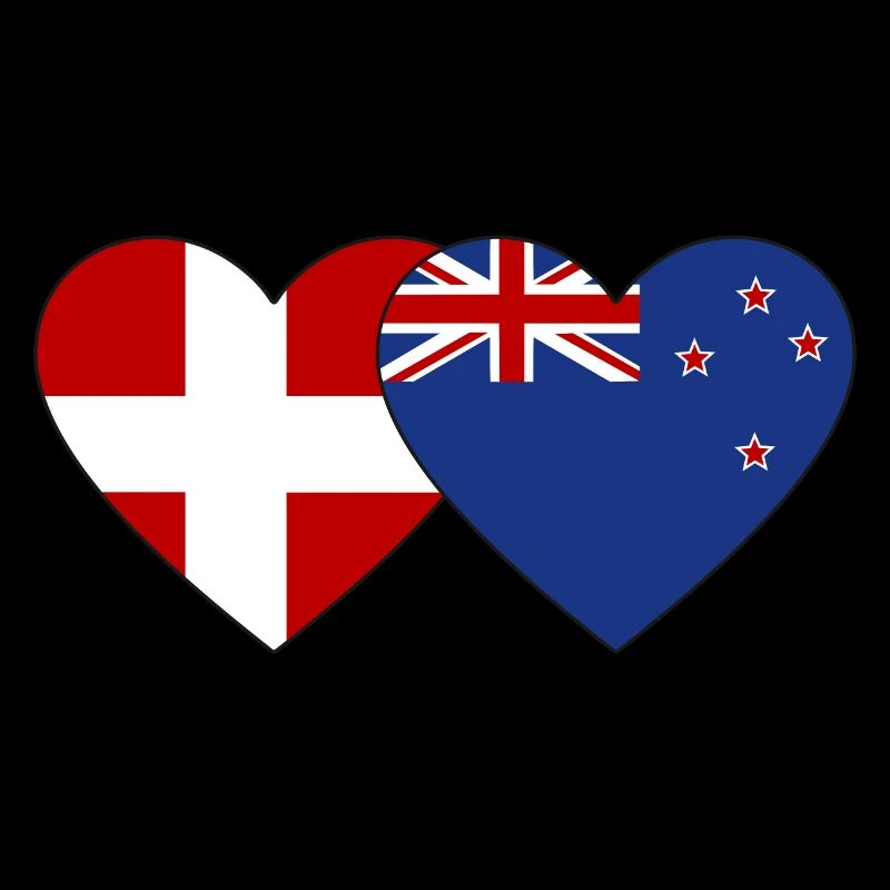 Dänemark Neuseeland Flagge Herz