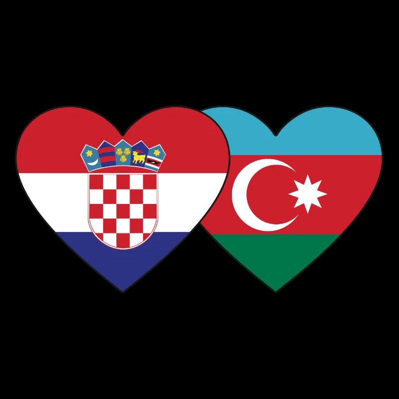 Kroatien Aserbaidschan Flagge Herz