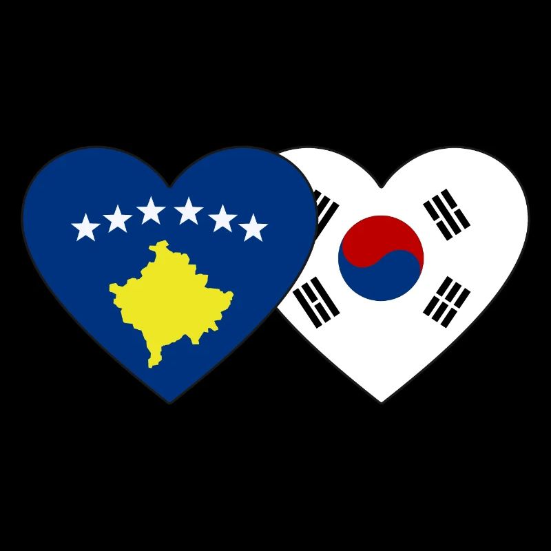 Kosovo Corée du Sud Drapeau Coeur