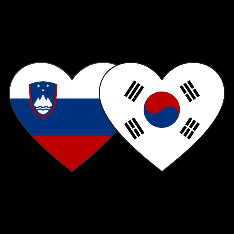 Slovénie Corée du Sud Drapeau Coeur