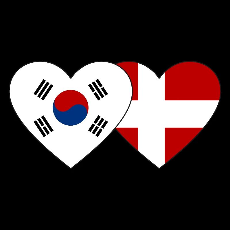 Corée du Sud Danemark Drapeau Coeur