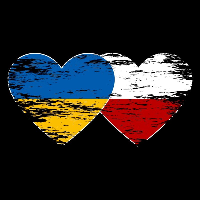 Ukraine Polen Flagge Herz used