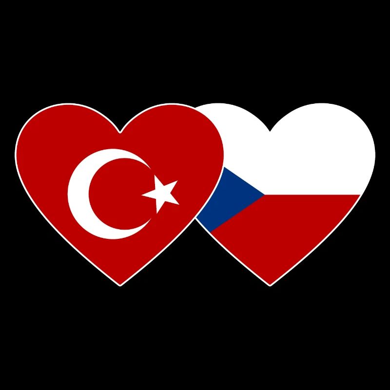 Turkey Czech Republic Flag Heart