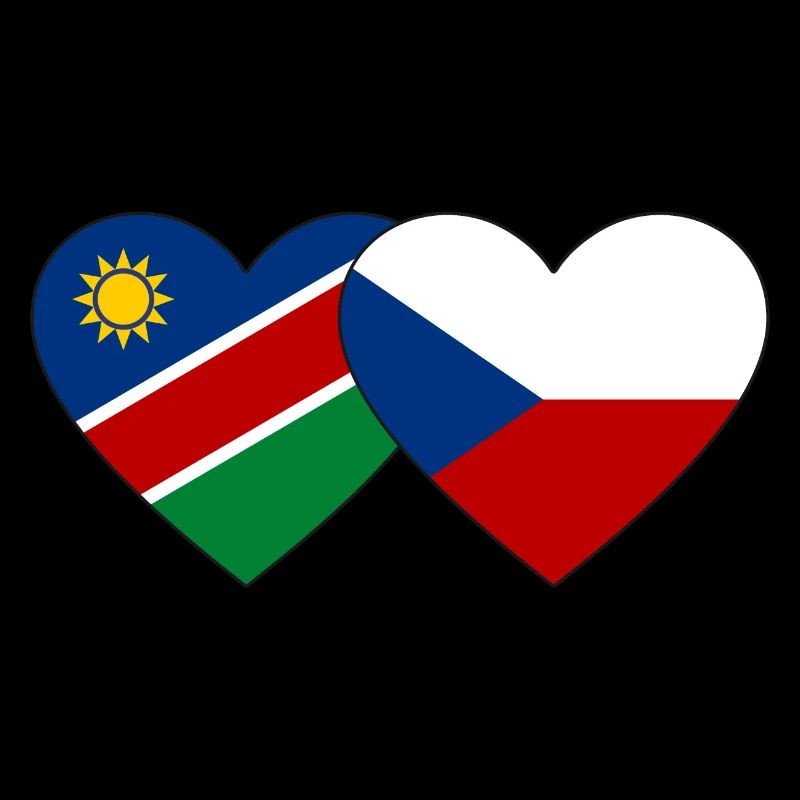 Namibia Tschechien Flagge Herz