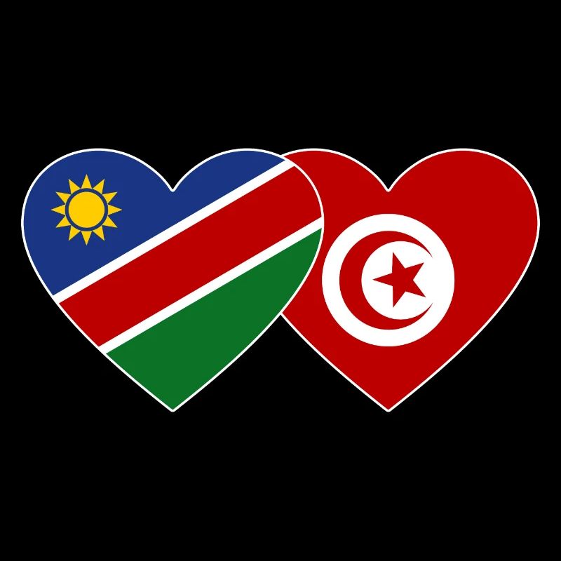 Namibia Tunesien Flagge Herz