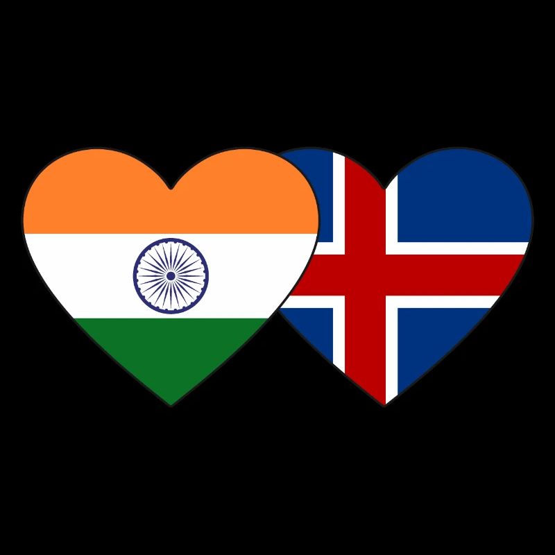 Inde Islande Flag Heart