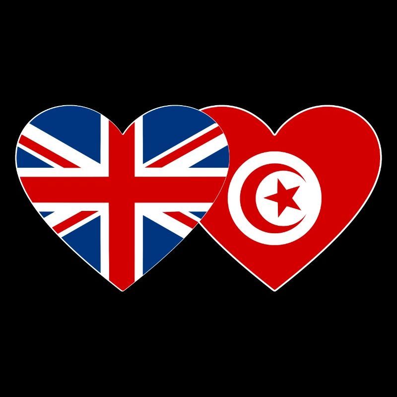 Grande-Bretagne Tunisie Drapeau Coeur