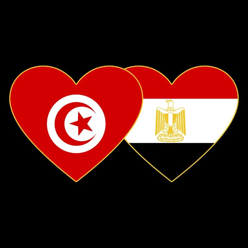 Tunisie Egypte Drapeau Coeur