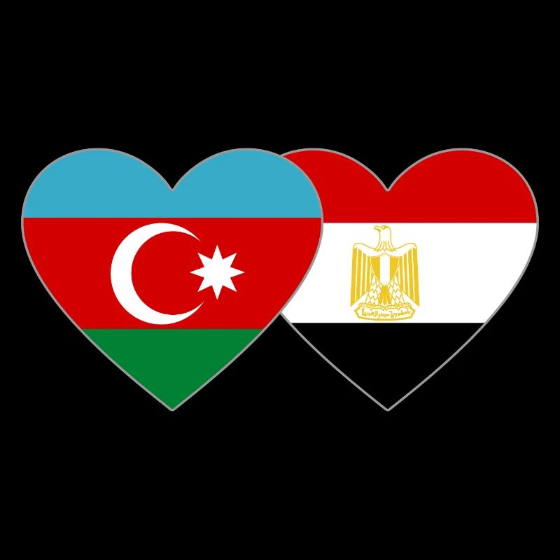 Azerbaïdjan Egypte Drapeau Coeur