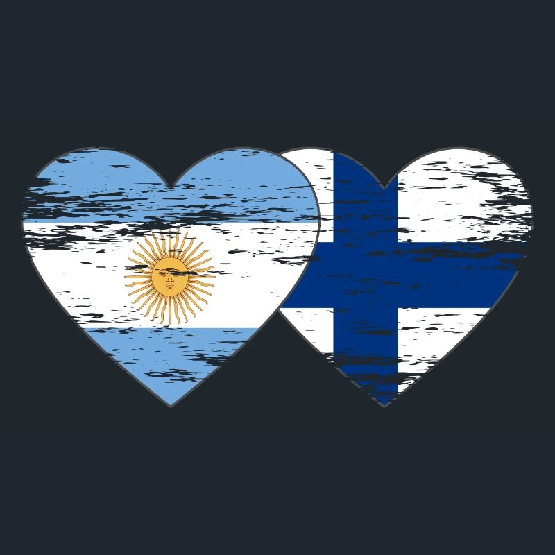Argentine Finlande drapeau coeur utilisé