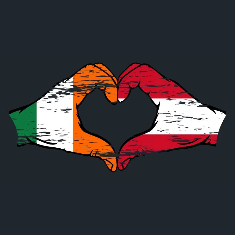 Irlande Autriche Drapeau Aiguilles Coeur Forme Utilisé