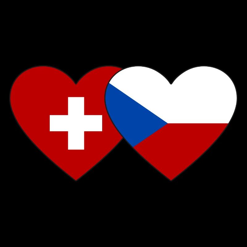 Switzerland Czech Republic Flag Heart