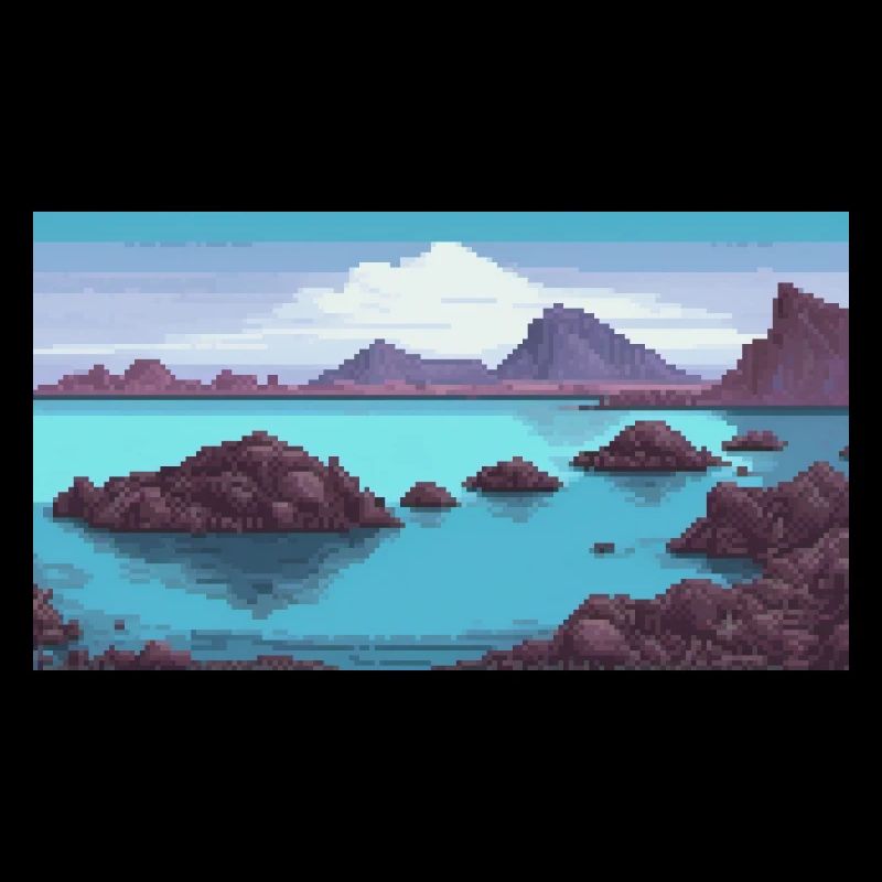 Blaue Lagune, Island - Pixel Art