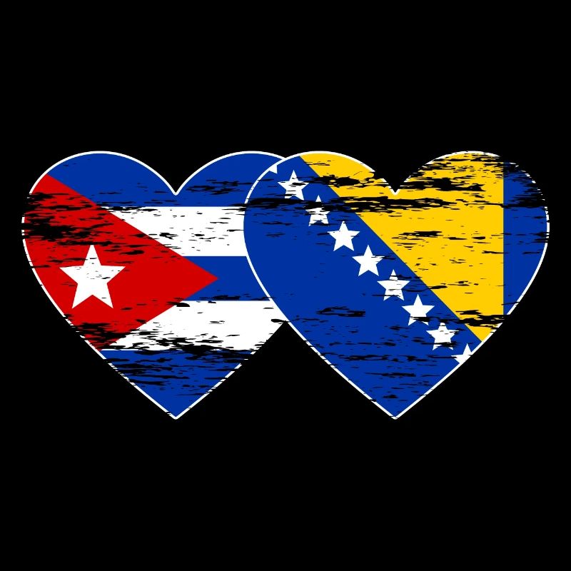 Cuba Bosnie drapeau coeur utilisé