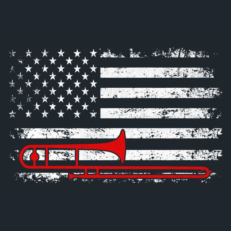 Trombonist Trombone Player American Flag Marching