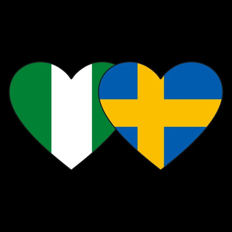 Drapeau Nigeria Suède Coeur