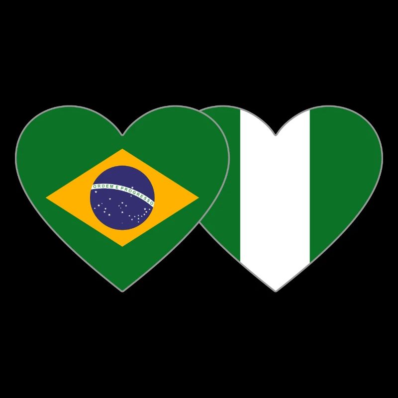 Brésil Nigeria Drapeau Coeur
