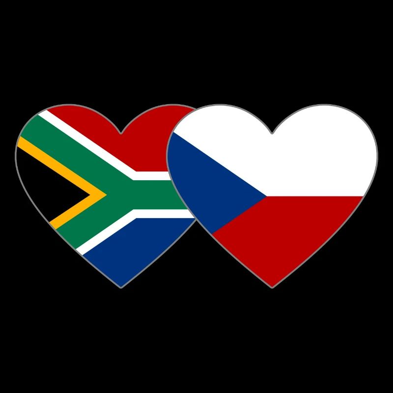 Afrique du Sud Drapeau République Tchèque Coeur