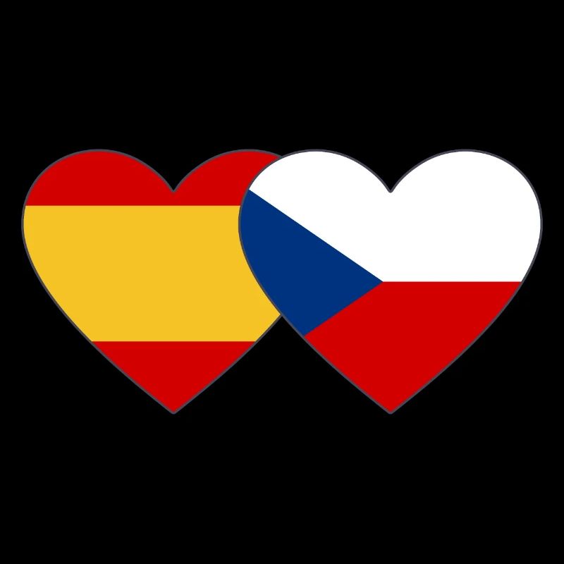 Spain Czech Republic Flag Heart